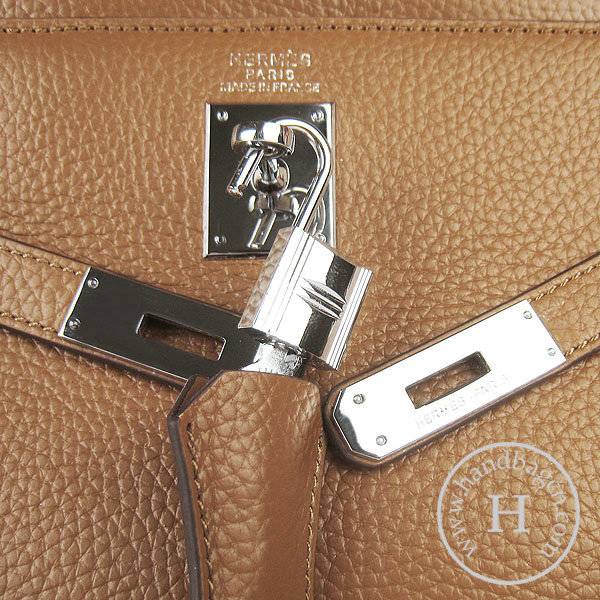 Hermes Mini Kelly 35cm Pouchette 6308 Light Coffee Calfskin Leather With Silver Hardware