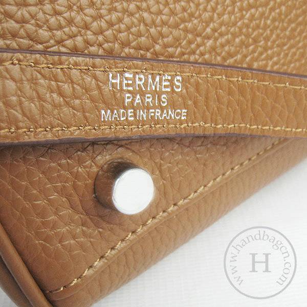 Hermes Mini Kelly 35cm Pouchette 6308 Light Coffee Calfskin Leather With Silver Hardware