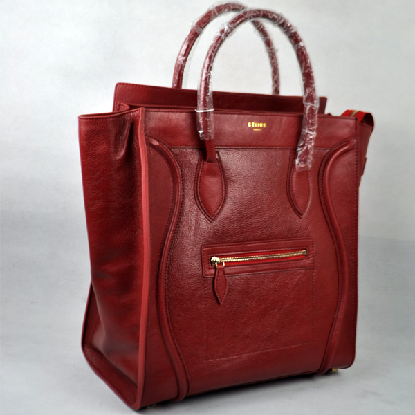 Celine Luggage Mini 33cm Tote Leather Bag - 98170 Maroon