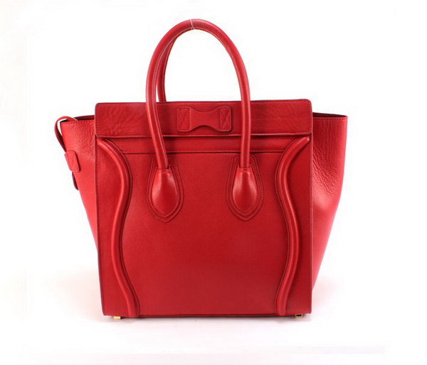 Celine Luggage Mini 33cm Tote Leather Bag - 98170 Wine Red