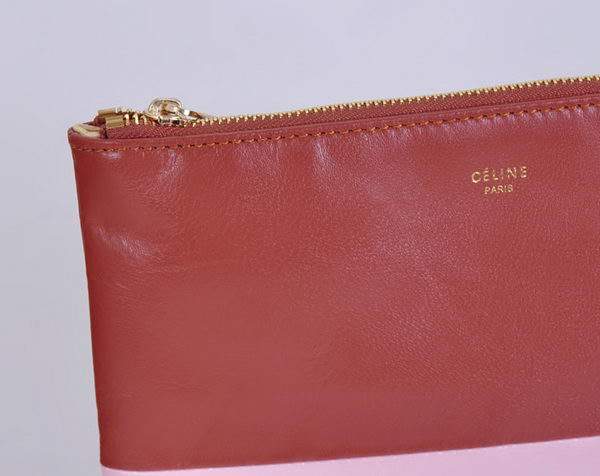 Celine Solo Bi Color Clutch Lambskin Bag - 8821 Bordeaux and Pink