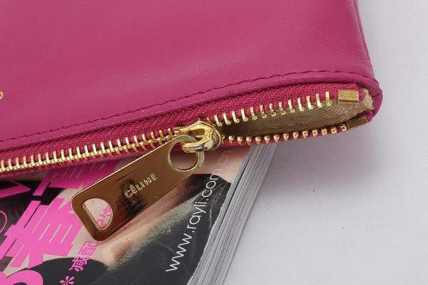 Celine Solo Bi Color Clutch Lambskin Bag - 8821 Rose Red