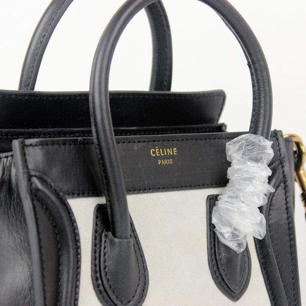 Celine Nano 20cm Luggage Leather Tote Bag - 88029 Black & White