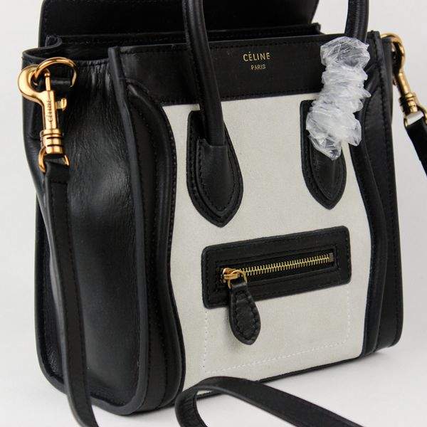 Celine Nano 20cm Luggage Leather Tote Bag - 88029 Black & White