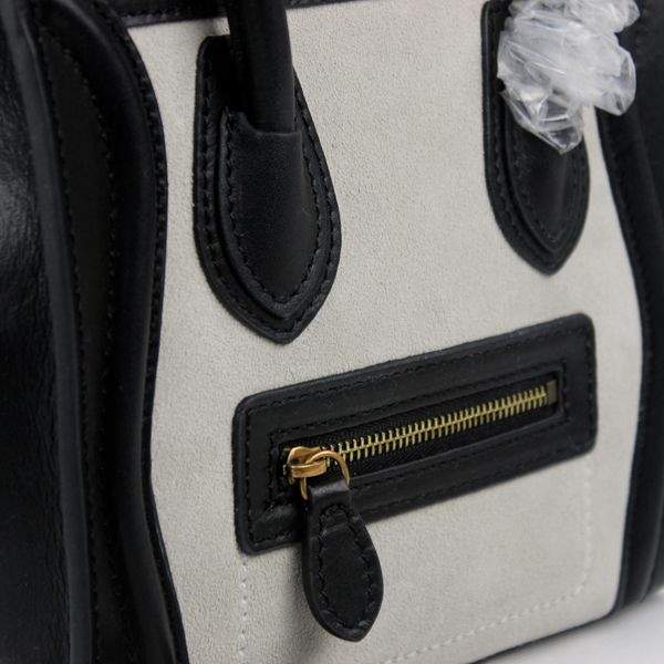 Celine Nano 20cm Luggage Leather Tote Bag - 88029 Black & White