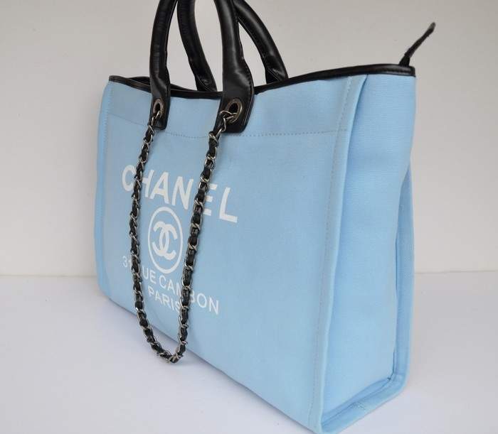 Chanel 66942 Canvas Shopping Bags - Blue