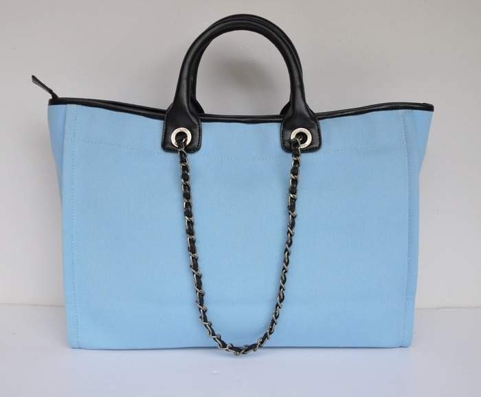 Chanel 66942 Canvas Shopping Bags - Blue