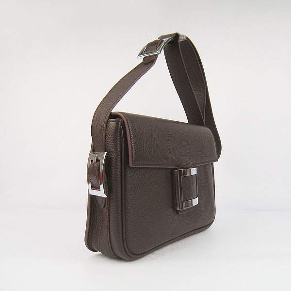 Hermes Togo Leather Messenger Bag - 8082 Brown