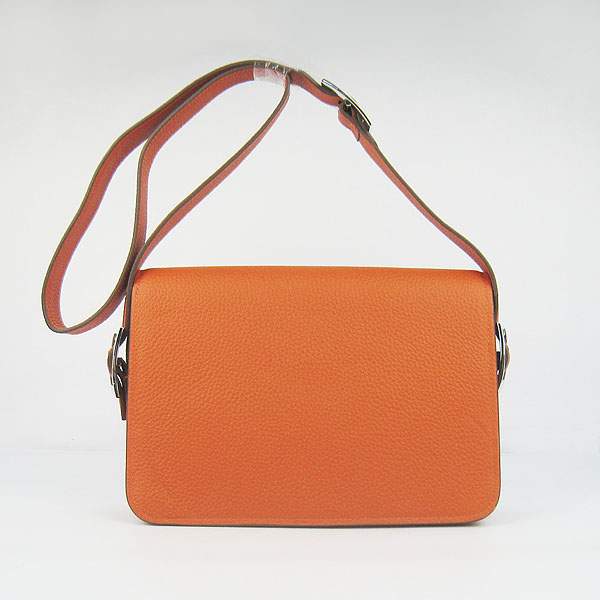 Hermes Togo Leather Messenger Bag - 8082 Orange