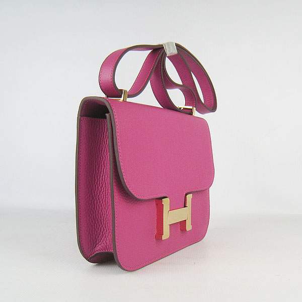 Hermes Constance Calf Leather Bag - H017 Peach Red With Gold Hardware