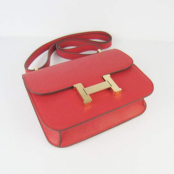 Hermes Constance Calf Leather Bag - H017 Red With Gold Hardware