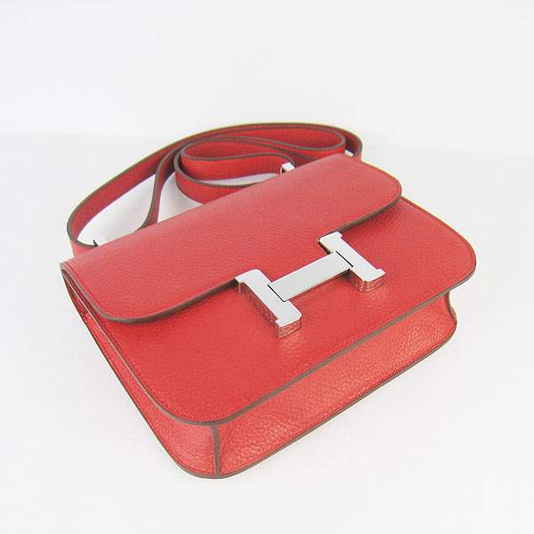 Hermes Constance Calf Leather Bag - H017 Red With Silver Hardware