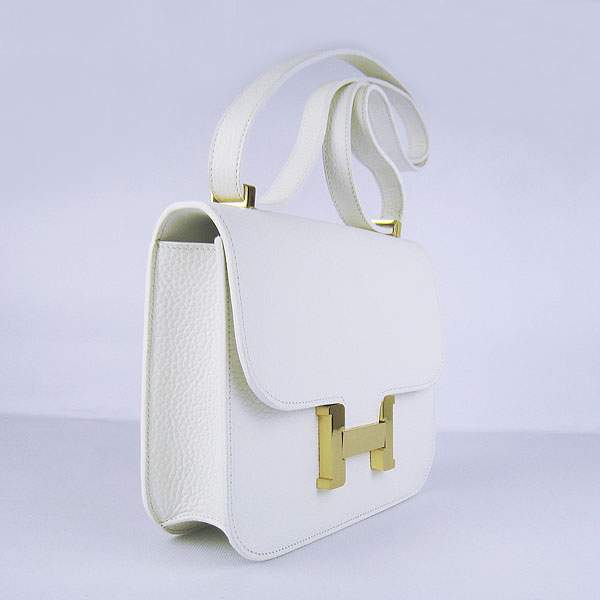 Hermes Constance Calf Leather Bag - H017 White With Gold Hardware