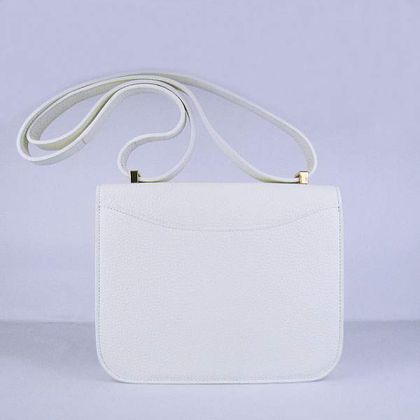 Hermes Constance Calf Leather Bag - H017 White With Gold Hardware