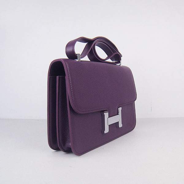 Hermes Constance Togo Leather Handbag - H020 Purple with Silver Hardware