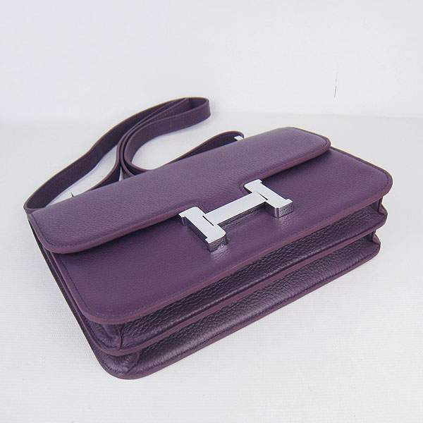 Hermes Constance Togo Leather Handbag - H020 Purple with Silver Hardware