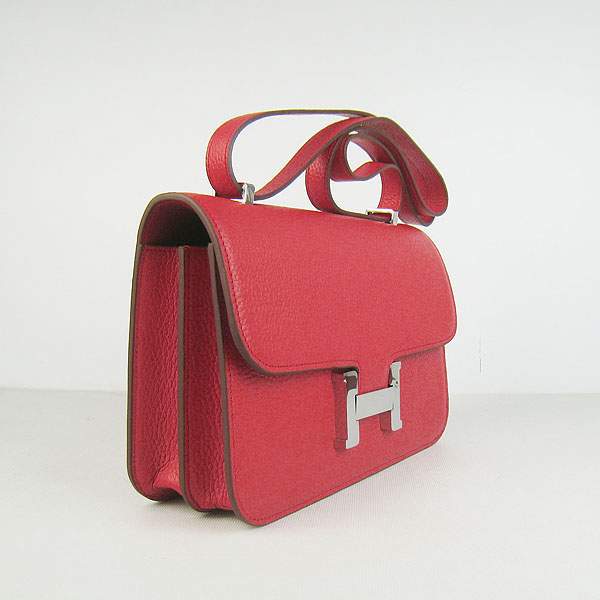 Hermes Constance Togo Leather Handbag - H020 Red with Silver Hardware