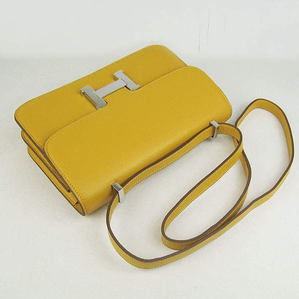 Hermes Constance Togo Leather Handbag - H020 Yellow with Silver Hardware - Click Image to Close