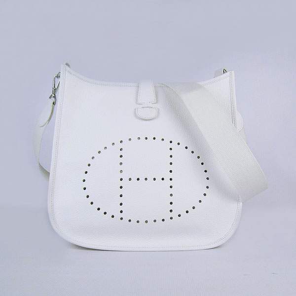 Hermes Evelyne Bag - H6309 White With Silver Hardware