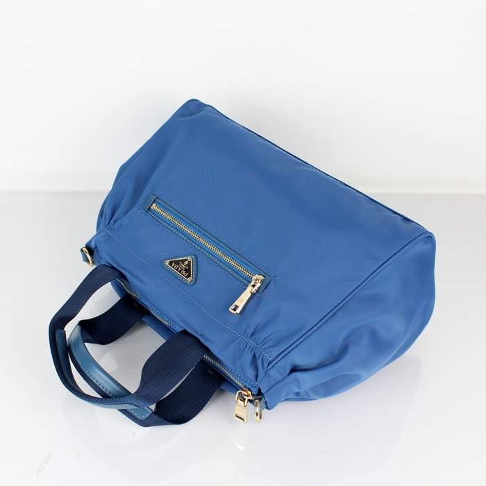 Prada Original leather Handbag - 1843 Blue Nylon and Lambskin Leather