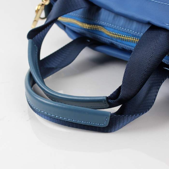 Prada Original leather Handbag - 1843 Blue Nylon and Lambskin Leather