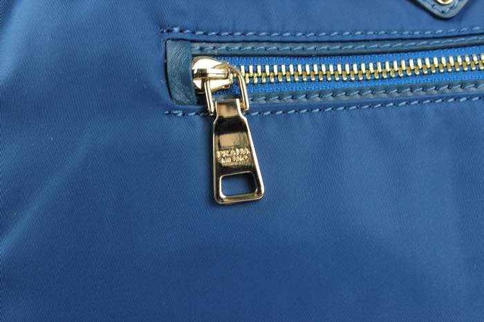 Prada Original leather Handbag - 1843 Blue Nylon and Lambskin Leather