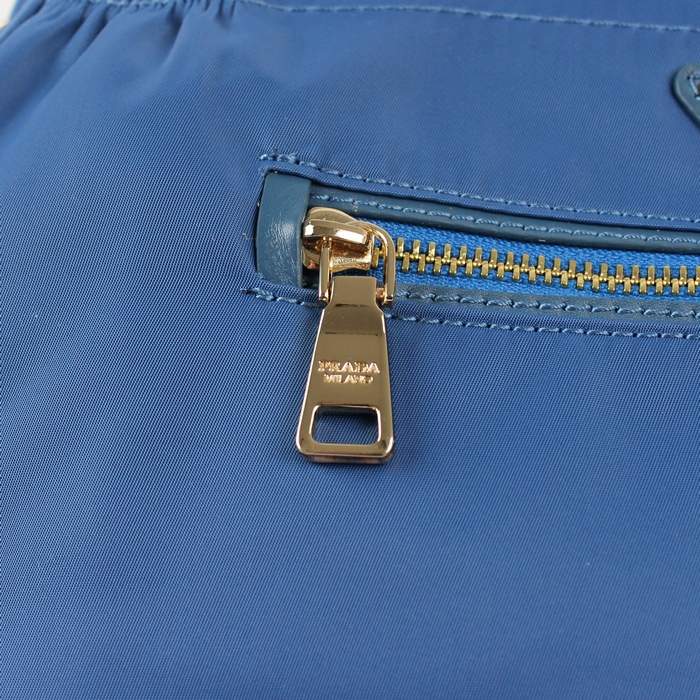 Prada Original leather Handbag - 1843 Blue Nylon and Lambskin Leather