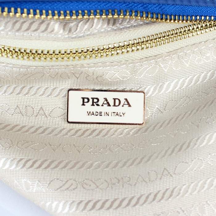 Prada Original leather Handbag - 1843 Blue Nylon and Lambskin Leather