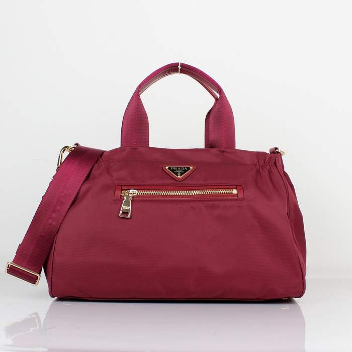 Prada Original leather Handbag - 1843 Red Nylon and Lambskin Leather