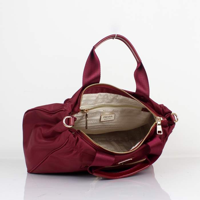 Prada Original leather Handbag - 1843 Red Nylon and Lambskin Leather