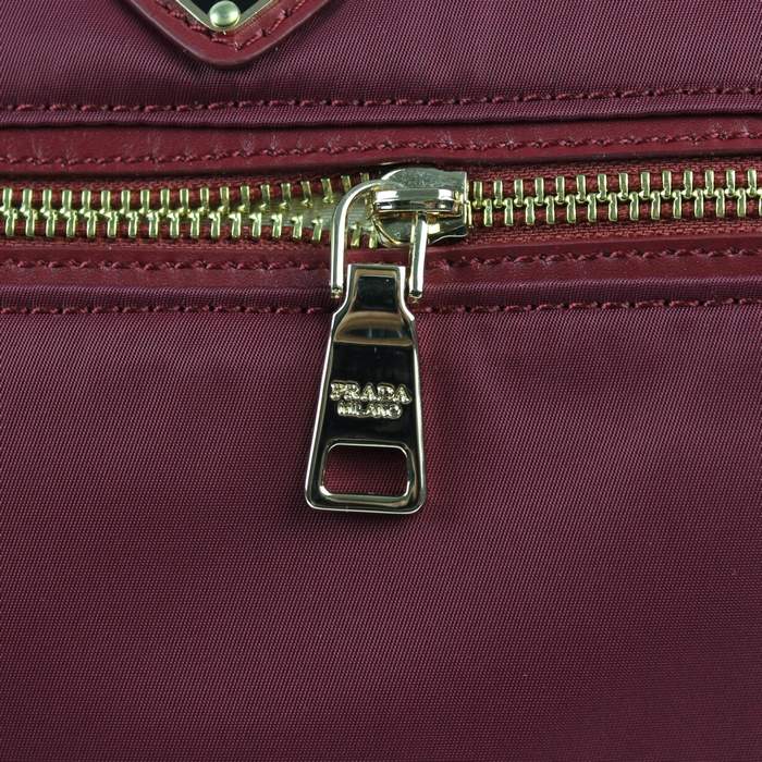 Prada Original leather Handbag - 1843 Red Nylon and Lambskin Leather