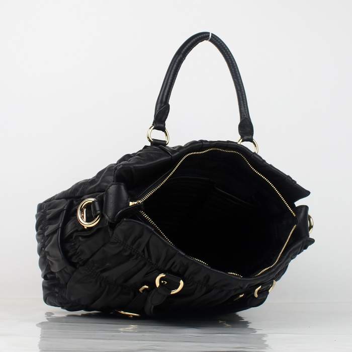 Prada Gaufre Lambskin Leather Tote Bag BN1336 Black