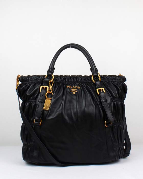 Prada Gaufre Nappa Leather Tote Bag - 8027 Black