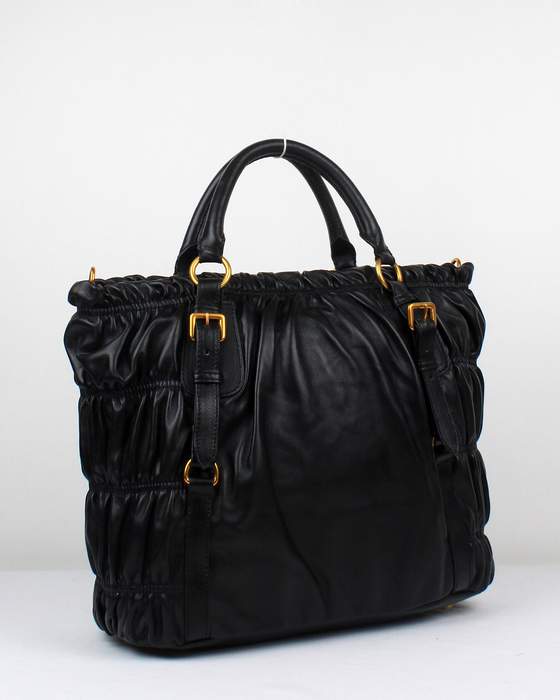 Prada Gaufre Nappa Leather Tote Bag - 8027 Black