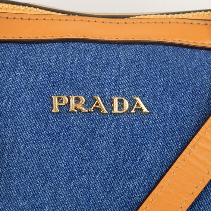 Prada Nappa Leather with Denim Fabric Tote Bag - 8036 Apricot