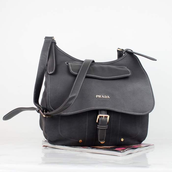 Prada Nappa Leather Flap Shoulder Bag 8502 Grey