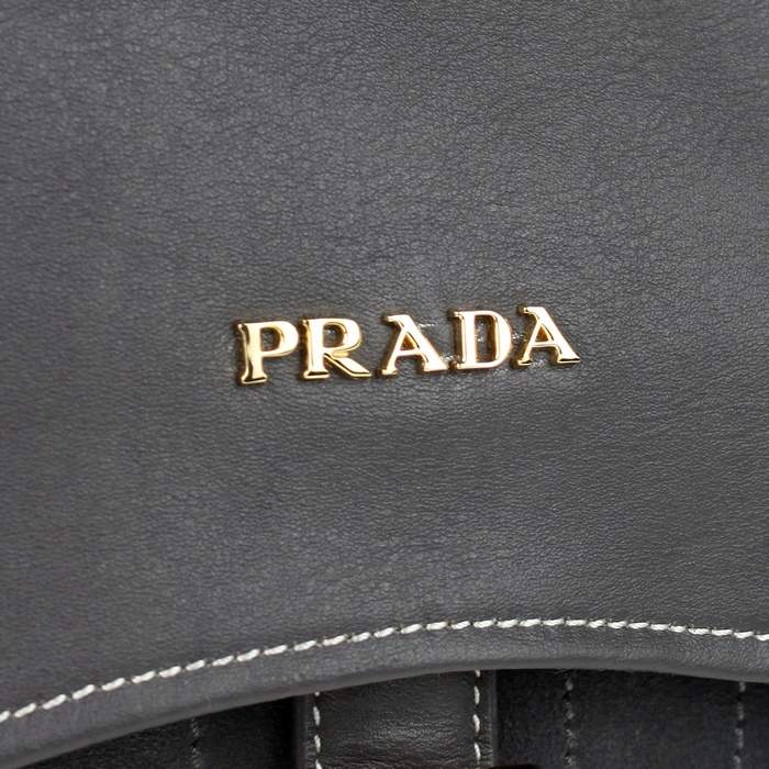 Prada Nappa Leather Flap Shoulder Bag 8502 Grey