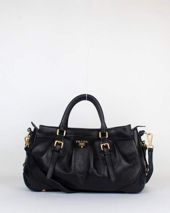 Prada Tote Bags Milled Leather 8803 Black