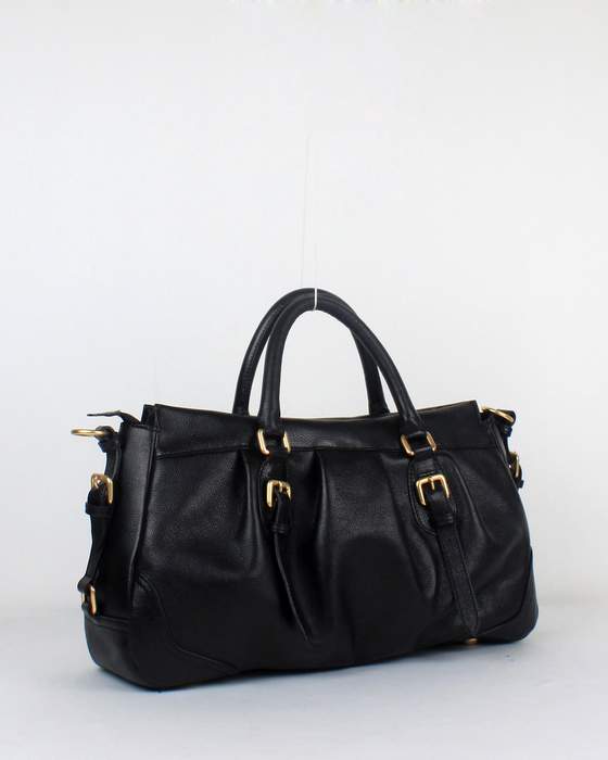 Prada Tote Bags Milled Leather 8803 Black