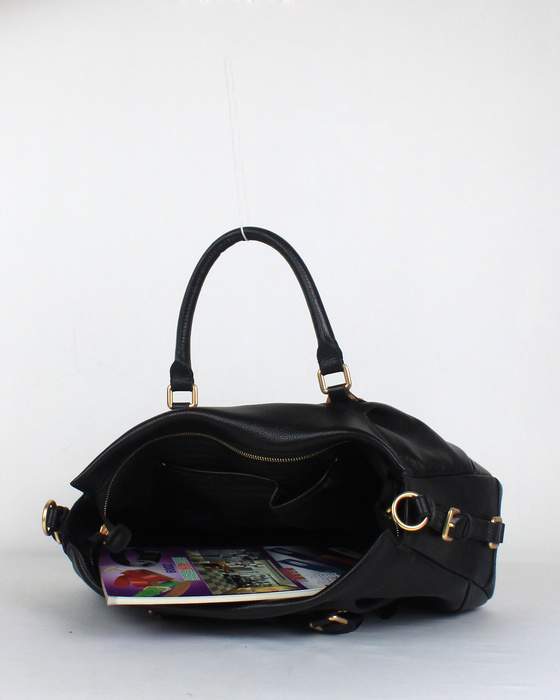 Prada Tote Bags Milled Leather 8803 Black