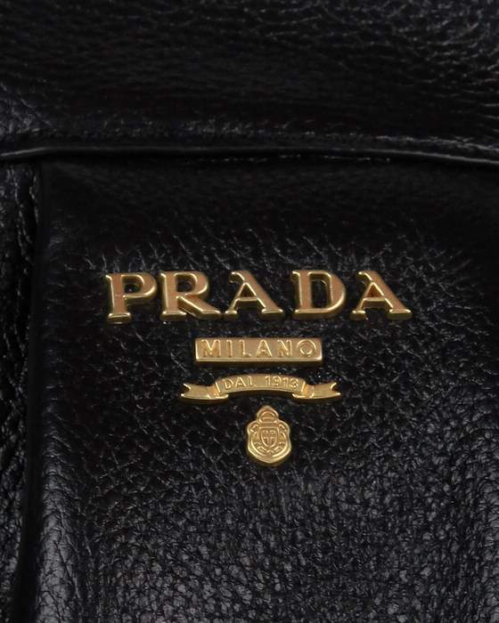 Prada Tote Bags Milled Leather 8803 Black