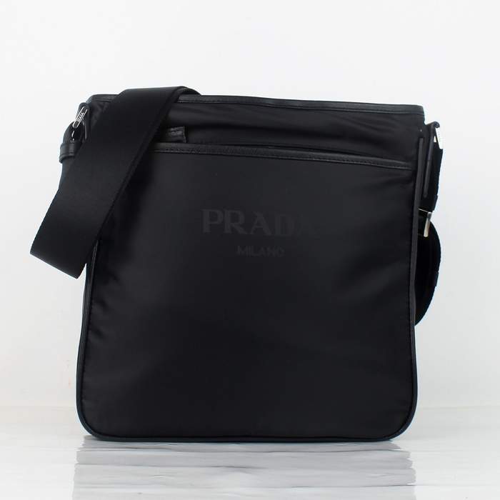 Prada Vela Fabric Flat Messenger Bag 0195 Black