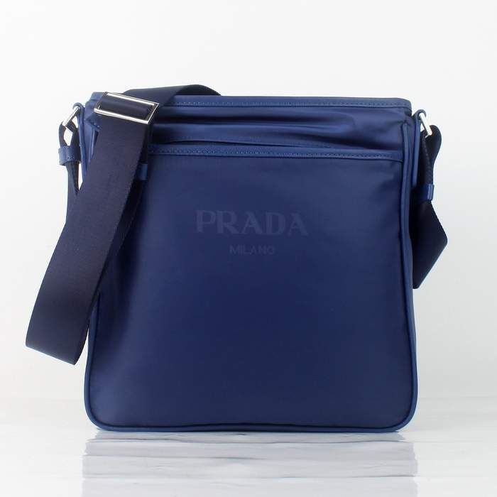 Prada Vela Fabric Flat Messenger Bag 0195 Blue