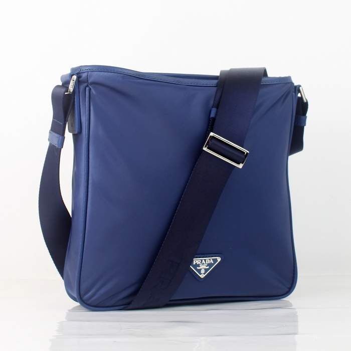 Prada Vela Fabric Flat Messenger Bag 0195 Blue