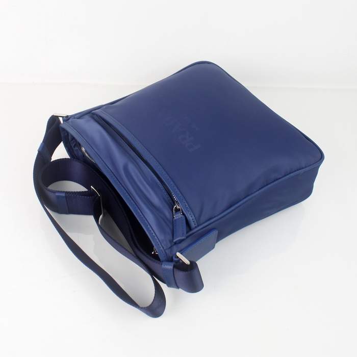 Prada Vela Fabric Flat Messenger Bag 0195 Blue