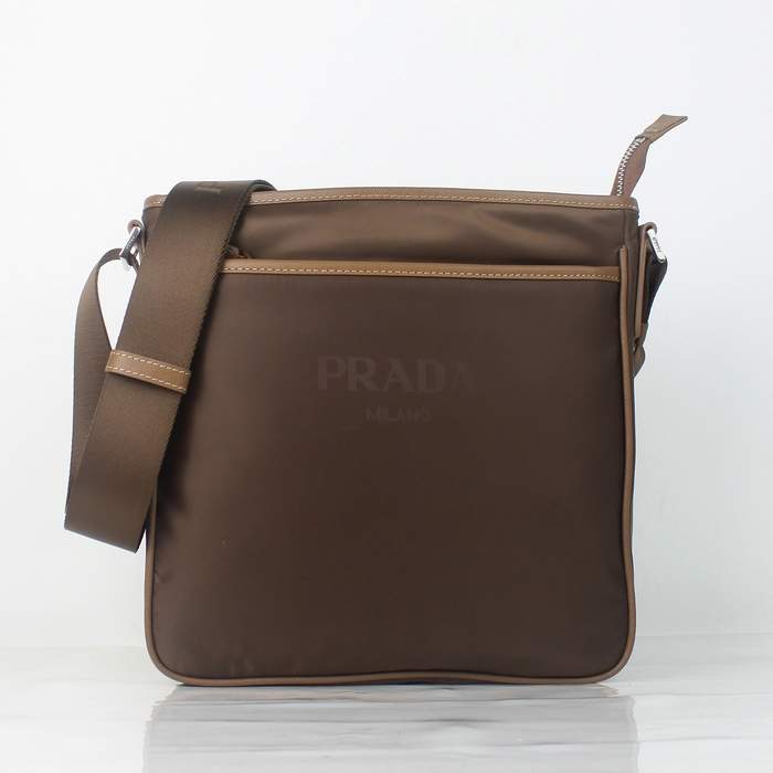 Prada Vela Fabric Flat Messenger Bag 0195 Coffee