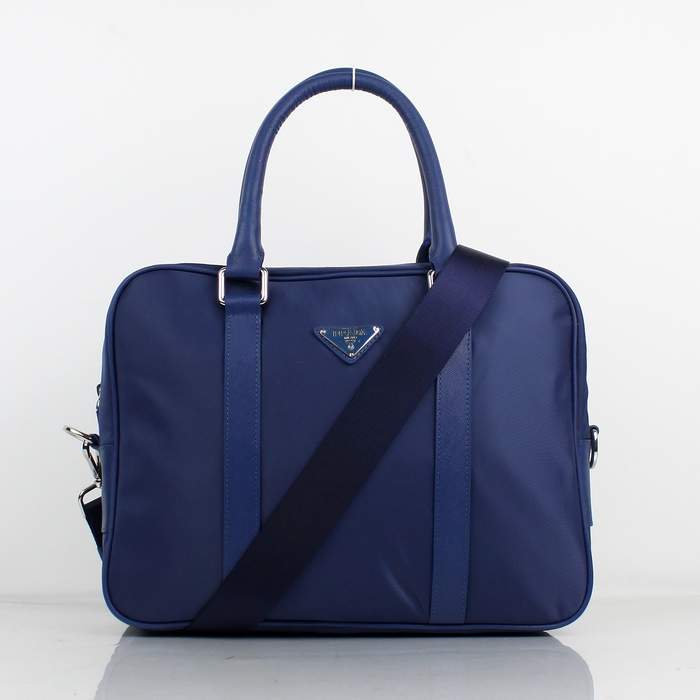 Prada Vela Fabric Handbag 0661 Blue