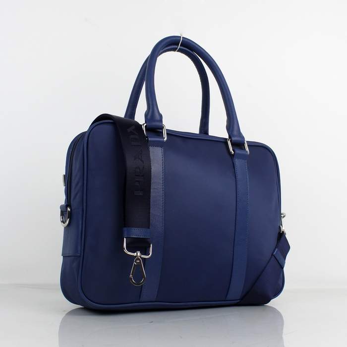 Prada Vela Fabric Handbag 0661 Blue