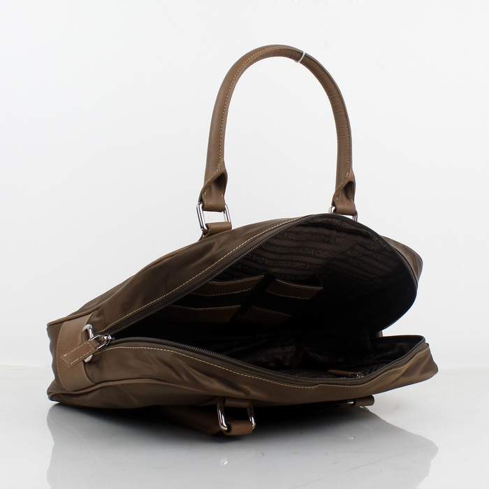 Prada Vela Fabric Handbag 0661 Coffee