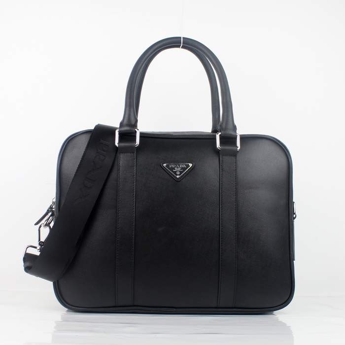 Prada Vela Leather Handbag 0661 Black